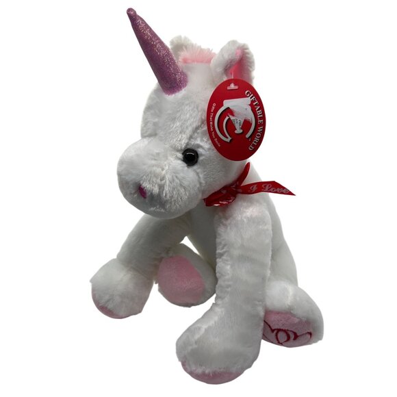 Giftable World Plush Unicorn Stuffed Animal Pink Accents Valentines 14" NWT - Picture 1 of 6